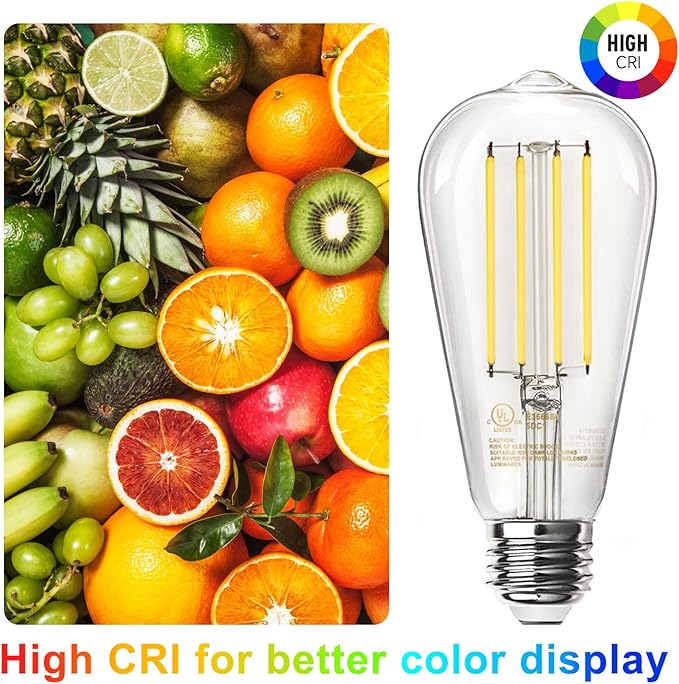 TJOY 24 Pack Vintage 8W ST58 LED Edison Light Bulbs, Dimmable, 60W Equivalent, 800Lumens, 2700K Warm White, E26 Base LED Filament Bulb, CRI80+, Antique Glass Style for Home, Bedroom, Office, Farmhouse