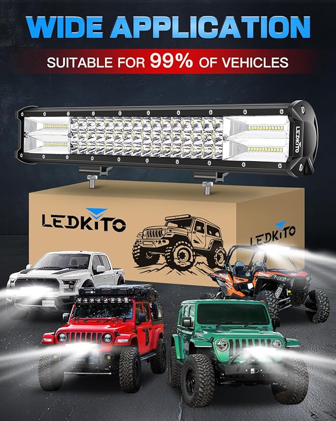 20 Inch LED Light Bar 280W 36000LM LED Off Road Driving Lights Spot Flood Combo with Rocker Switch 20AWG Wiring Harness Kit Work Fog Lamps for ATV UTV SUV Trucks Pickup Tractor Golf 4x4 Boat