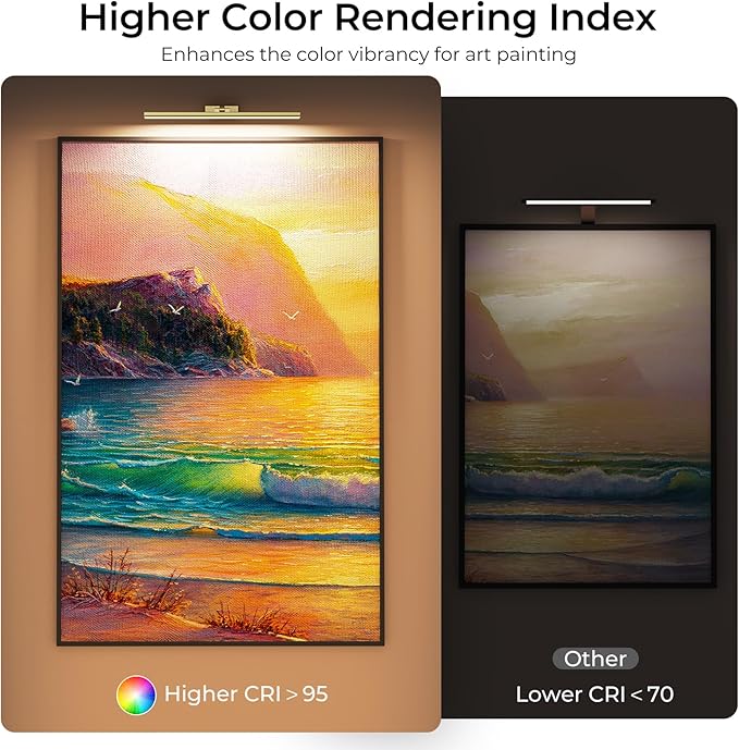 Wireless Picture Lights for Wall, Battery Operated Wall Light for Painting Rechargeable CCT Rotatable Art Gallery Light with Remote Dimmable Timer for Artwork Frame Display Dartboard (Gold, 16inch)