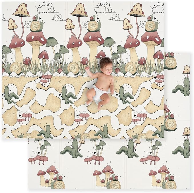 JumpOff Jo Baby Play Mat - Large Folding Foam Play Mat for Infants, Babies, Toddlers, Waterproof, Double-Sided (70" x 59")