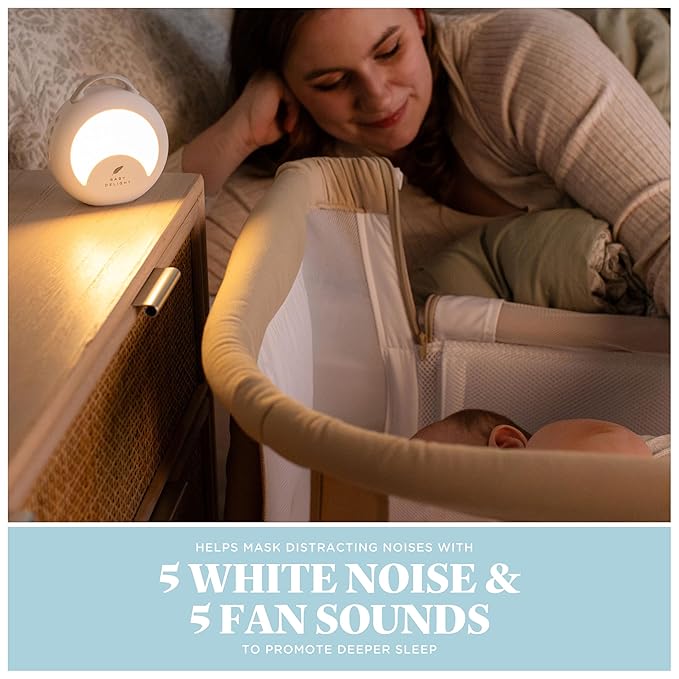 Baby Delight Dewdrop Sound Machine | Portable Baby Noise Machine & Travel Nightlight | 30 Sleep Sounds | Lullabies, Nature Sounds, White Noise & More | 8 Light Colors | Voice Recorder | Rechargeable