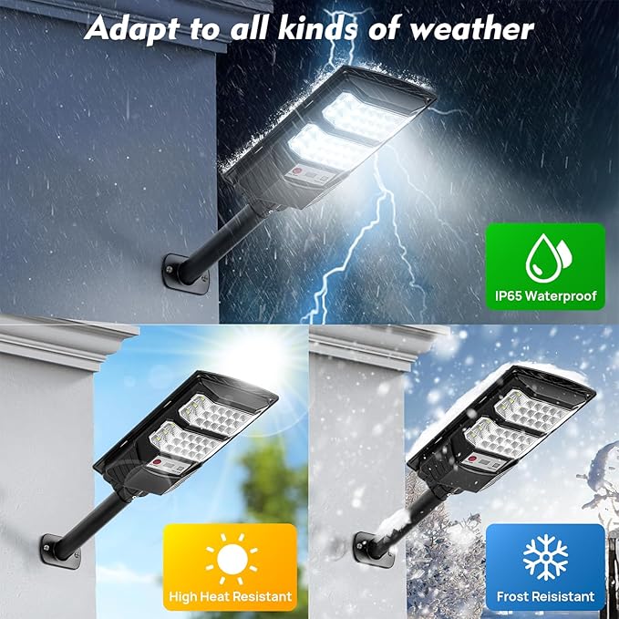 Waterproof Solar Street Lights, Motion Sensor Outdoor Light, Dusk to Dawn Flood Light Outside, Garden, Yard, Easy to Install Yourself (2 Pack)