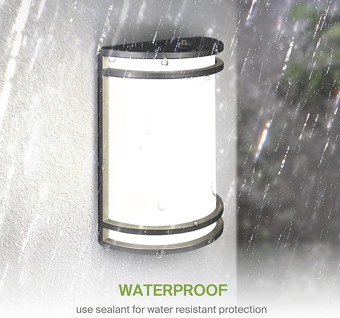 ASD 10 Inch LED Dusk to Dawn Outdoor Wall Mount Light Fixture - Matte Black Modern Wall Sconce Lighting with Photocell - 120-277V 15W 3000/4000/5000K Adjustable - Front Door & Patio, ETL 2 Pack
