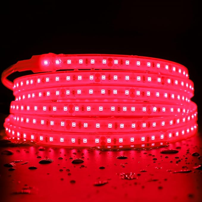 660nm Red Light Sauna LED Strip, Heat-Resistant IP68 Waterproof Flexible LED Tape Light, 24V 600 LEDs 5m/16.4Ft for Relaxation and General Lighting Use (660nm Red)