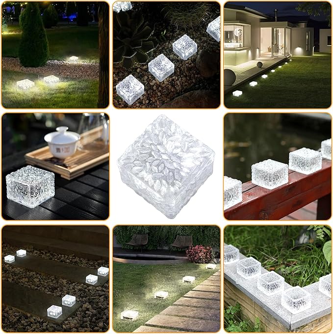Solar Brick Lights - Outdoor Waterproof Patio & Garden Decor (6 Packs for Patio, Yard, Walkway, Pathway)