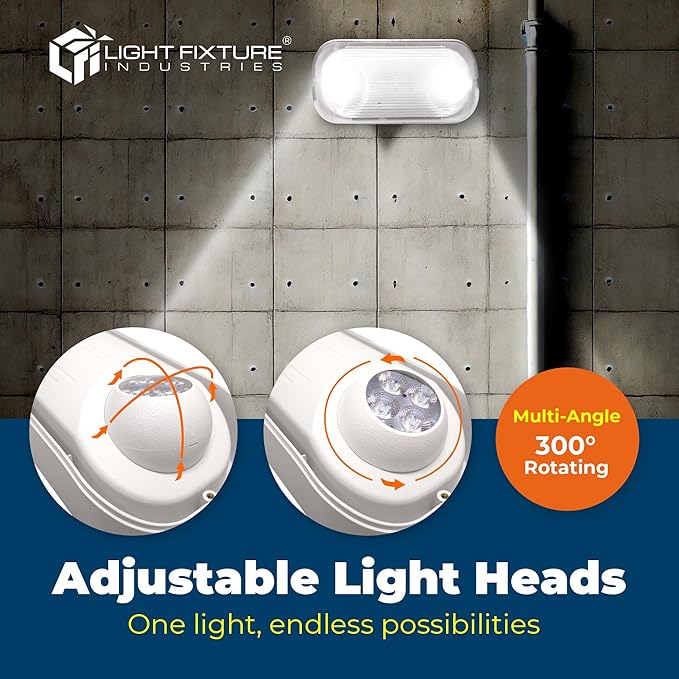 LFI Lights® Outdoor Emergency Light, UL 924 Listed, NEMA 4X Weatherproof with Battery Backup, Adjustable LED Heads, White Housing, ELWETLEDWBB