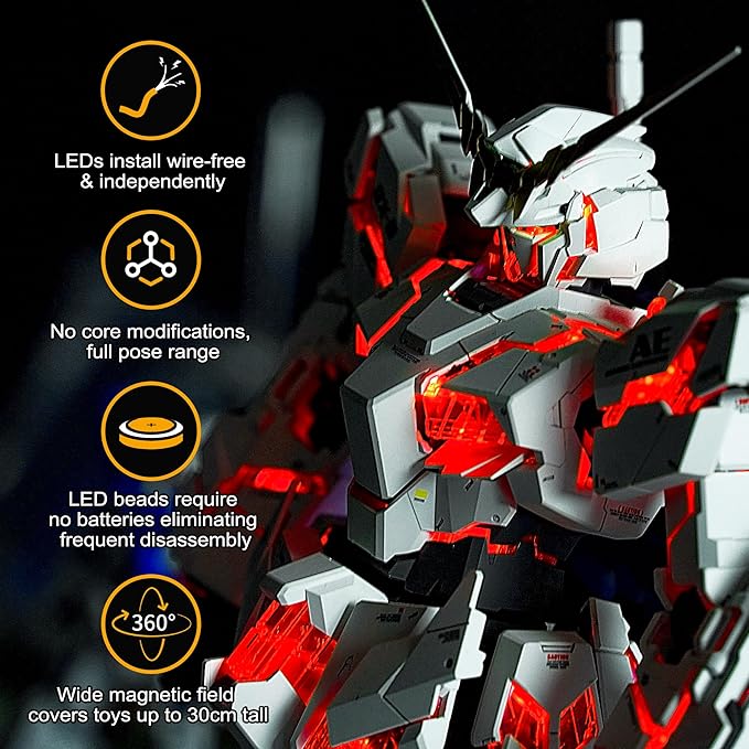 Wireless LED Light Set for Gundam MG Model Kits (PG/MG/RG/HG/MGSD) - 3rd Gen LED Units for Building Block Lamp Beads & Figures Models Lighting (LBASE-3rd gen)