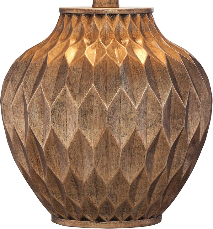 360 Lighting Buckhead Traditional Style Small Accent Table Lamps 22" High Set of 2 Warm Bronze Geometric Urn Tapered Drum Shade for Living Room Bedroom House Bedside Nightstand Home Office