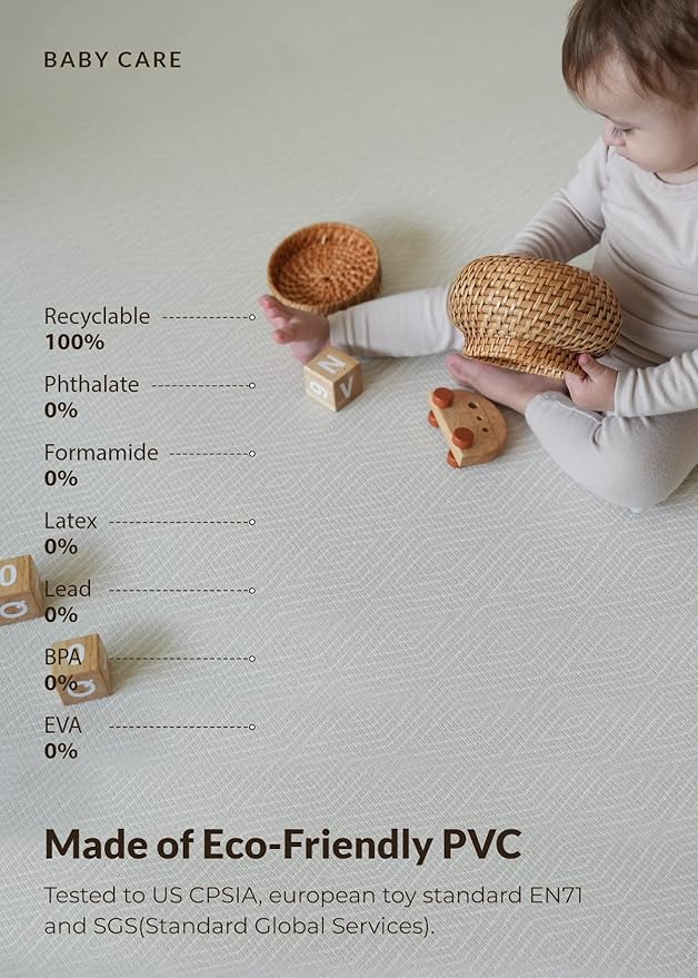 Baby Care Play Mat (Medium, Hygge - Aztec & Arbor) 73" x 49" Original One-Piece Reversible Rollable Waterproof Play Mat for Infants, Babies, Toddler, and Kids