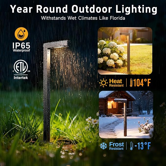 Gardenreet LED Pathway Lights Brass, 12V Landscape Path Lights Wired, Low Voltage Walkway Lights Outdoor Waterproof, L Shape Bronze for Backyard Garden with 3W 270LM 2700K G4 Bulb 8 Pack