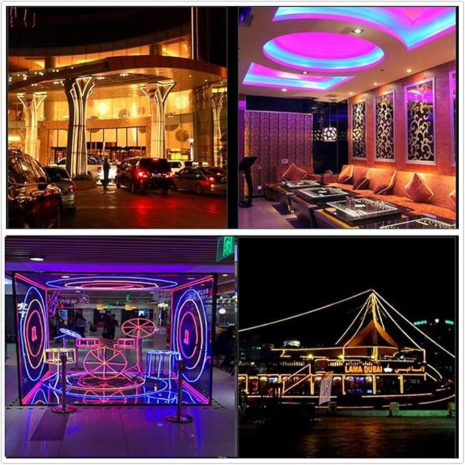 360° Neon Led Type AC 110-120V 360 Degree NEON LED Light Strip, Flexible/Waterproof/Dimmable/Multi-Modes LED Rope Light + Remote for Home/Garden/Building Decor (98.4ft/30m, Golden Yellow)