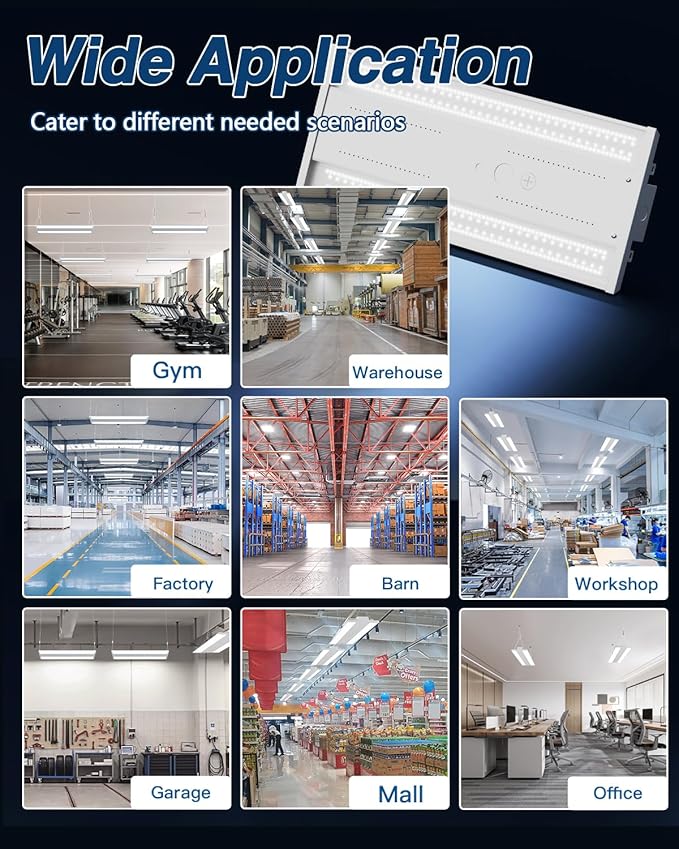 LED Linear High Bay Light, 210W 31500LM 0-10V Dimmable 5000K Daylight, Adjustable High Bay LED Shop Lights Lighting Fixtures for Garage Warehouse Workshop, UL
