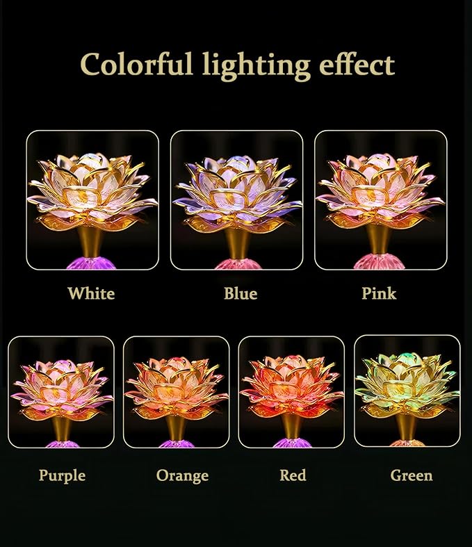 Colorful LED Lotus Buddhist Lamp, Built 13 Buddhist Songs, Gradient Buddha Light for Worship, Prayer and Display, Low Power Consumption, Eco, Buddhist Supplies - Gold