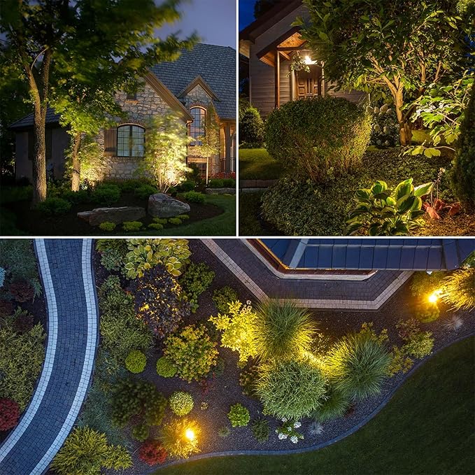 Banord Outdoor Landscape Lighting, 8 Pack Outdoor Spot Lights, Low Voltage LED Landscape Lighting with Transformer for Yard, Plant, Lawn, Garden, IP65 Waterproof & 2700K Warm White