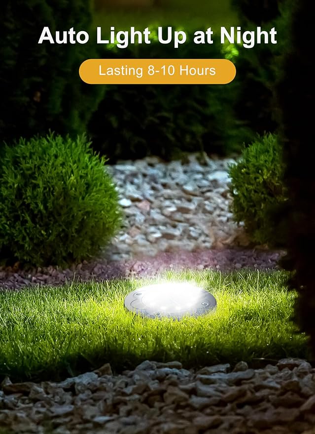 Brightown Solar Lights Outdoor Waterproof, 16 Packs LED In-Ground Lights Outdoor Solar Lights for Yard Patio Garden Lawn Deck Outside Pathway Walkway Sidewalk, White
