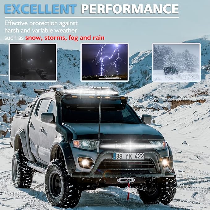 San-Young Slim LED Light Bar for Truck, 12 Inch 120W 10000lm LED Off Road Driving Fog Lightbar Combo Beam Waterproof ATV UTV RV Tractor Boat Weeder Grille Bumper, 12V/24V