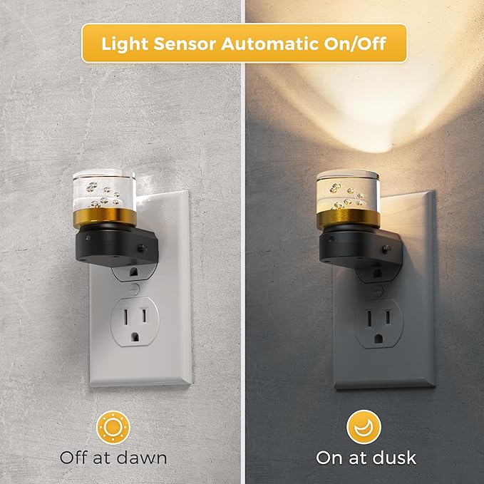 L LOHAS LED Night Lights Plug into Wall, 3000K/4000k/5000K Adjustable Color Temperature Bubble Night Light, Dusk to Dawn Sensor for Hallway, Bathroom, Rooms