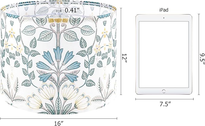 GO&SO Large Lamp Shades Drum Lampshades 16" Top X 16" Bottom X 12" High,Floor Lamp Shade Replacement, Floral Large Lamp Shades for Table Lamps, Modern Lampshades-Assembly Required