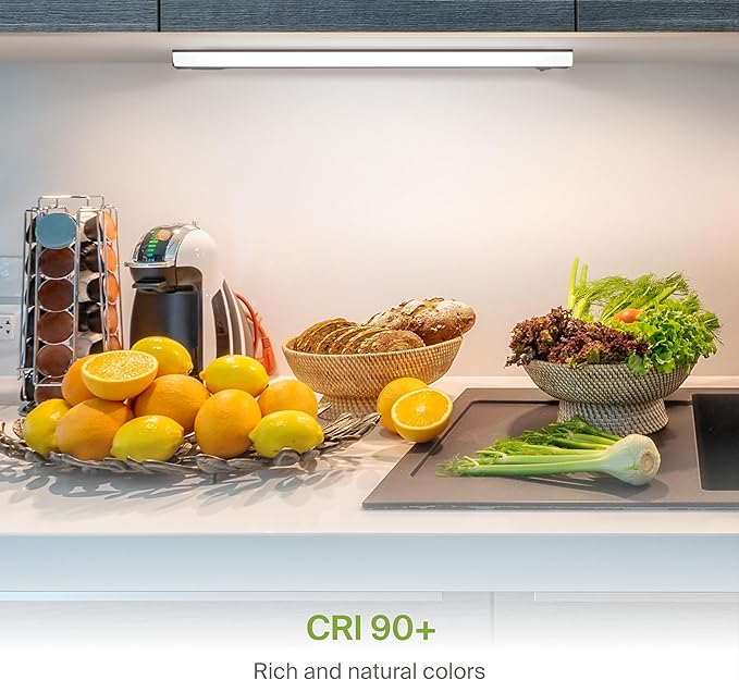ASD 24 Inch Hardwired LED Under Cabinet Light, On/Off & 5CCT Switch 2700K-5000K, 12W 1051LM CRI90+, Direct Wire Low Profile Linkable Fixture, Dimmable Under Counter Kitchen Lighting, Bronze, UL