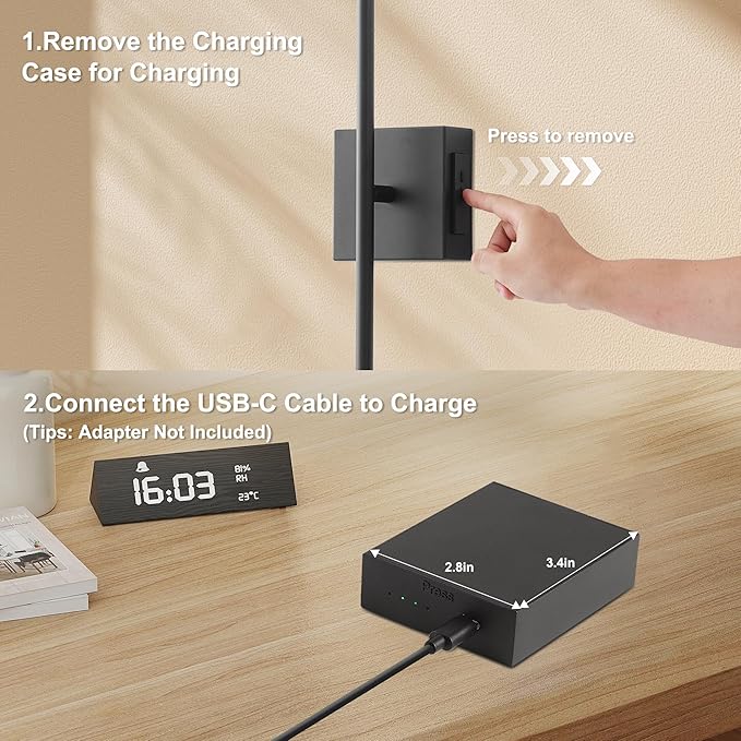 Removable Battery Operated Wall Sconces with Remote Control, Stepless Colors 3000K-6000K & Dimming, 350°Rotate, LED Black Wireless Wall Light for Living Room, Bedroom, 28.3 Inch (2 Pack)