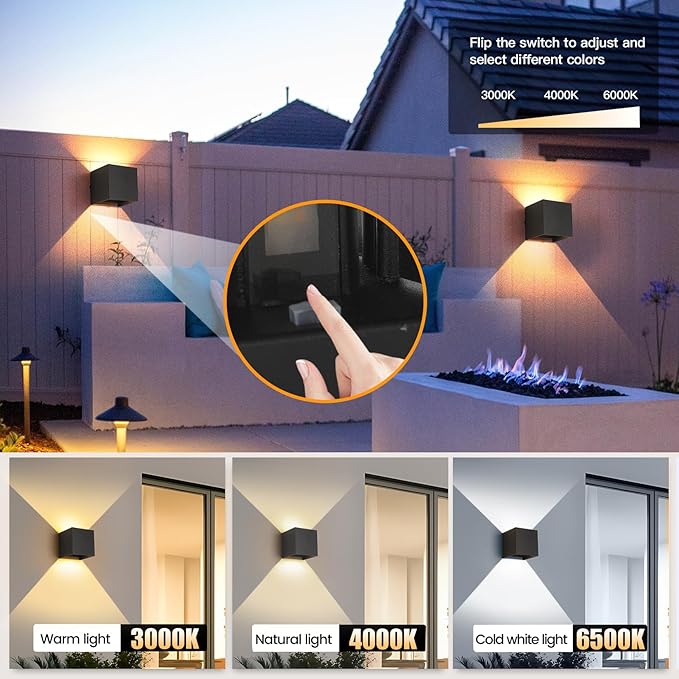 20W 2Pack Led Black Outdoor Wall Sconces Light Fixtures Modern Exterior/Interior Waterproof Porch Wall Mounted Lighting Outside Wall Lamps for Garden Shop Yard Patio Home Entryway Park Staircase