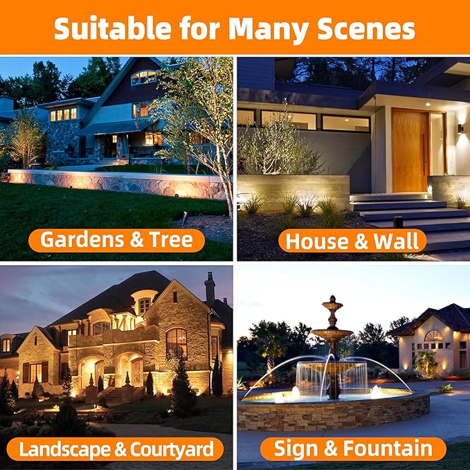 MALORY Landscape Spotlight, Brass Spot Light Outdoor with 5W MR16 LED Bulb, 12V AC/DC Low Voltage Landscape Lighting Waterproof Spot Lights for Outside Tree, Garden, Yard (S01, 10 Pack Without Bulb)