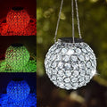 Solar Hanging Lantern Outdoor Lights, Dual LEDs Color Changing and Cool White Hanging Light Waterproof Crystal Globe Lamp Decoration in Garden, Pathway, Front Door - Clear