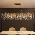 Tree Branch Chandelier Modern Gold Crystal Chandeliers 14 Lights Rectangular 47.2" Hanging Pendant Light Fixture for Kitchen Island Living Room Dining Room Foyer Entryway