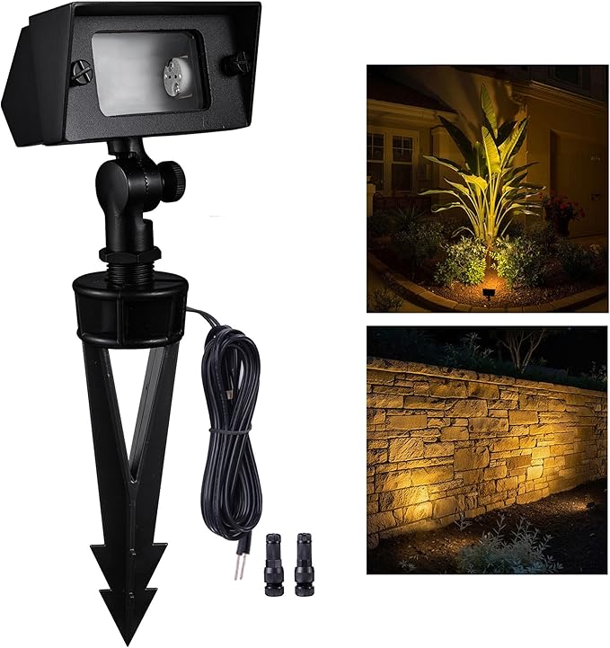 Gardenreet Solid Brass Flood Light - Landscape Low Voltage LED Wall Wash Light, 12V Outdoor Hardwired IP65 Waterproof, Black Angle Adjustable Lighting for Garden Tree Yard Wall Without G4 Bulb