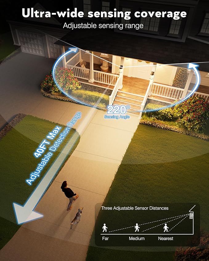 VIANIS Motion Sensor Porch Lights Outdoor, White Outside Wall Lights Dusk to Dawn, Outdoor Wall Sconce Lantern, 100% Aluminum Exterior Lighting Fixtures Wall Mount for House, Garden, Patio, Entryway