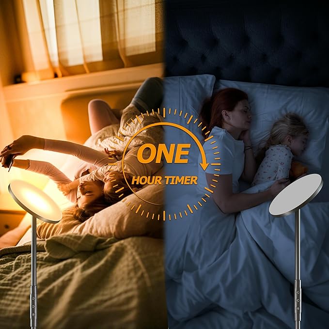 Super Bright Floor Lamp for Living Room, Stepless Dimmable LED Standing Lamp with Remote and Touch Control, 69” Tall Torchiere Corner Lamp for Bedroom Office Hotel, Black