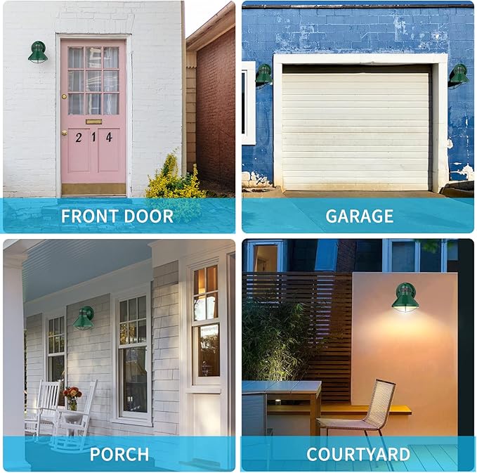 LONEDRUID Motion Sensor LED Outdoor Wall Light Fixtures Dusk to Dawn Exterior Sconce Lighting Green Farmhouse Porch Lamp Waterproof Outside Barn Lights Wall Mount for House Patio Garage Entryway