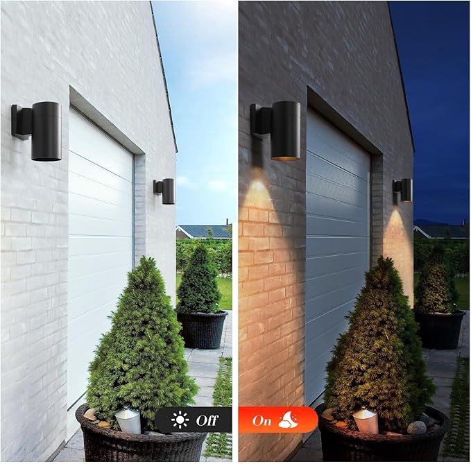 QQCherry Modern Outdoor Wall Light - Aluminum Outdoor Porch Sconce for House, Patio, Garage, Doorway & Entryway - Stylish Waterproof Exterior Lighting for Outside(Black,E26)