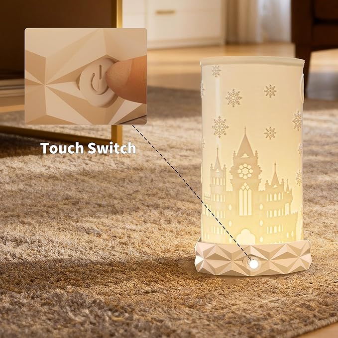Indoor Battery Operated Table Lamp, 1500mAh Rechargeable Bedside Lamp 3 Color Temperatures with Rotatable Lampshade, USB C Charging Touch Control Nightstand Lamp for Bedroom, Dinning Room, Dorm