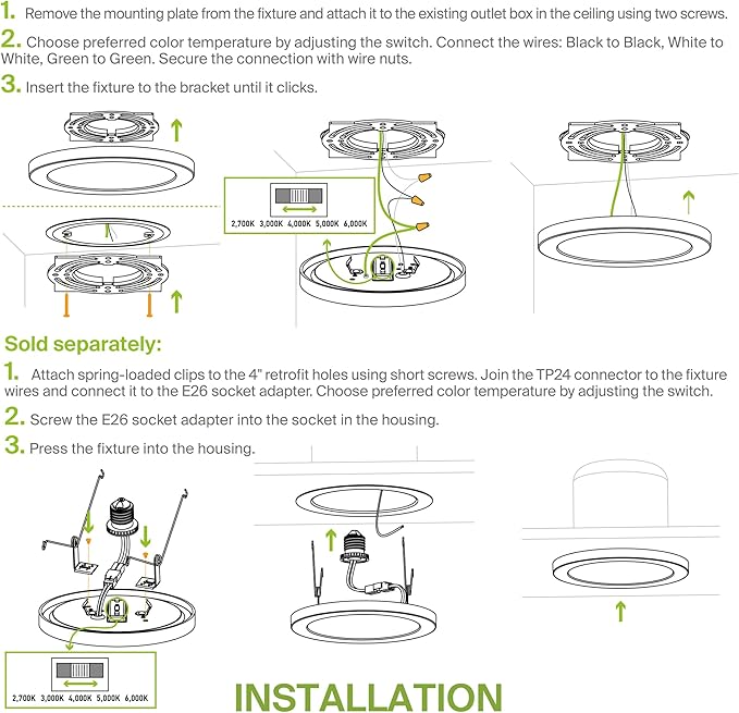 ASD LED 7" Round Flush Mount Ceiling Light Fixture, Low Profile Surface Lighting | 5CCT, Dimmable, Ultra-Thin, ETL Listed | 15W 1260LM 2700-6000K 120V | Kitchen, Bedroom, Hallway Lamp | Black