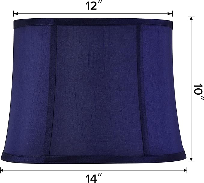 GOSO Large Drum Lamp Shade Blue Faux Silk Lamp Shades-Square Foldable Lampshades for Floor Lamps Table Lamp- 12x14x10 inch (Spider) Natural Fabric Lamp Shade Replacement Modern Shade-Easy Assembly