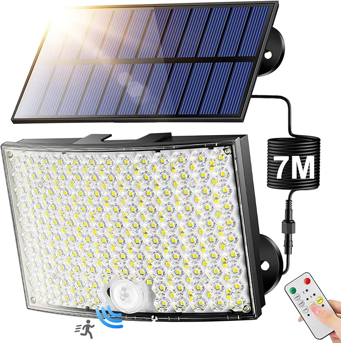 Solar Flood Lights Outdoor, [268LED/7M/5modes] Solar Motion Lights Outdoor, Remote Solar Lights Outdoor Solar Lights, 2200mAh Solar Outdoor Lights, IP65 Solar Lights Outdoor Waterproof for Garage,Yard