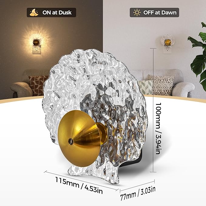 DORESshop LED Night Light, Night Lights Plug into Wall, Dusk-to-Dawn Sensor, 3000K Soft White, 0-100LM Adjustable Brightness Dimmable Night Light Plug in, Ideal for Home Bathroom Decor