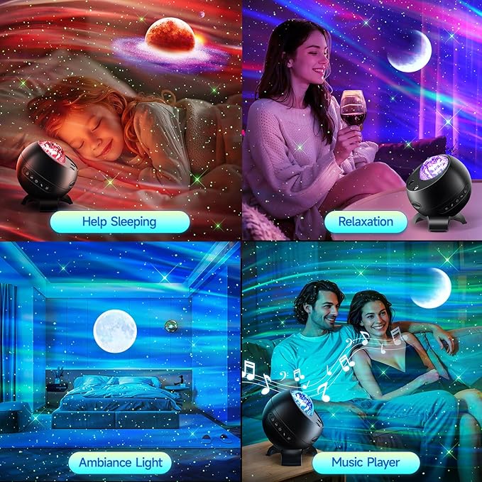 Northern Lights Projector Galaxy Projector for Bedroom, 21Colors Aurora Light,15White Noise&Bluetooth Star Projector Galaxy Lights, Remote Ambient Lighting,Led Lights for Bedroom Gifts for Boys