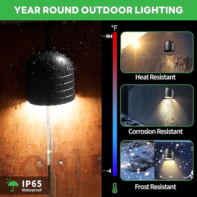 Low Voltage Deck Lights - Landscape 12V LED Step Lights Outdoor, 2700K/3000K/3500K/4000K/5000K Selectable, IP65 Waterproof Aluminum Black Lighting for Stair Yard Patio Fence 6 Pack