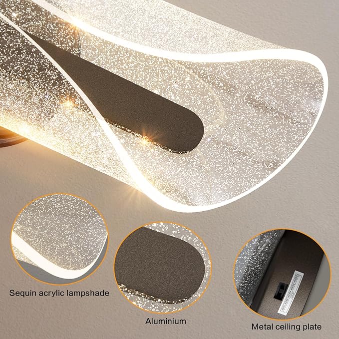 Modern Brown Wall Scones Light 16.5Inch Hardwired Wall Lamps 3000K/4000K/6500K Dimmable LED Wall Lighting for Living Room Hallway Bedroom Stairs