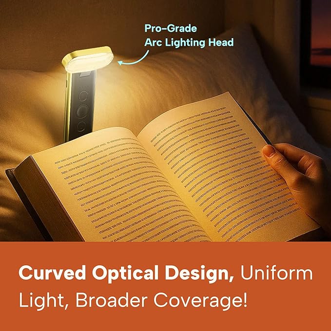 86lux Book Light, Reading Light for Book in Bed, USB Rechargeable LED Night Light with 3 Colors & Limitless Dimming,Bookmark Light for Book Lovers,Yellow