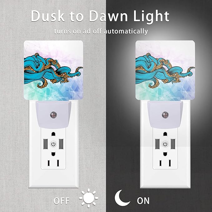 Octopus Night Light,Ocean World Sea Octopus Animal Night Lights Plug into Wall Dusk to Dawn Sensor Lamp for Women Men,Led Lights for Stairway/Hallway/Bedroom