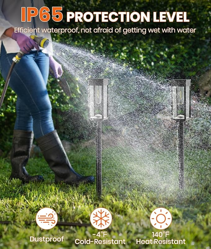 Solar Pathway Lights Outdoor, 2 Pack Bright Solar Lights Outdoor, IP65 Waterproof Solar Garden Lights Solar Powered Landscape Lighting for Yard Patio Walkway Driveway Pathway (Warm White)