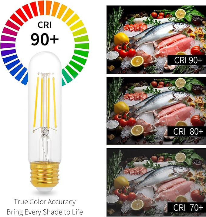 E26 T10 LED Light Bulbs, 5 Inch Vintage Tubular Thin Edison Bulbs, 4000K Daylight White, 4W(60W Eqv.), Ultra Efficient & Dimmable, Great for Living Room, Dining Room & General Lighting, 4 Pack