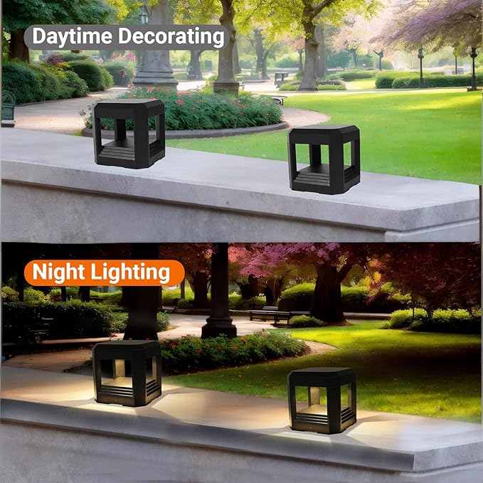 Outdoor Post Lights for Deck, Fence, and Yard - 5.94“ Hard Wired 120V Outdoor Column Lights, 13W 3000K LED Pillar Lights Outdoor for Garden Driveway Patio - ETL Listed Modern Exterior Lighting
