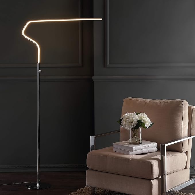 JONATHAN Y JYL7020A Julian 65.25" Integrated LED Metal Floor Lamp Minimalistic,Modern,Contemporary for Bedrooms, Living Room, Office, Reading, Chrome