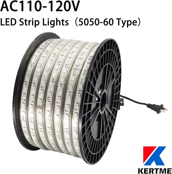 5050-60 Type AC 110-120V LED Strip Lights, Flexible/Waterproof/Dimmable/Multi-Modes LED Rope Light + 23 Keys Remote for Home/Garden/Building Decoration (164ft/50m, Natural White 4000K)