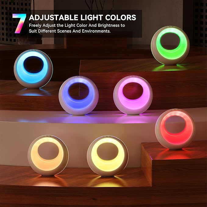Auxmir Nursery Night Light for Baby, Magic Moon Lamp for Kids and Adult 7 Lighting Colors & 9 RGB Modes, Rechargeable Bedside Table Lamp with Timing Function, Sleep Aid Nursing Lamp for Bedroom