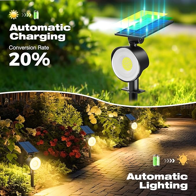 nipify 8 Pack Solar Spot Lights Outdoor Waterproof with 3 Modes, Solar Spotlight Light for Outside Yard Landscape Lighting Pathway Lights Wall,Warm White
